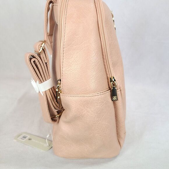 New DAISY FUENTES Blush Faux Lather Double Zip Around Backpack $98 - Picture 4 of 10